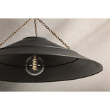 With its exposed metalwork, chain detailing, and unique finish combination, Arcane has an elevated, industrial vibe. The graphite shade feels chic and gives off a warm glow. The Patina Brass hardware, chain, and canopy add a hint of shine that plays wonderfully off the graphite. Amethyst Home provides interior design, new home construction design consulting, vintage area rugs, and lighting in the Los Angeles metro area.