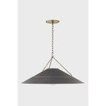 With its exposed metalwork, chain detailing, and unique finish combination, Arcane has an elevated, industrial vibe. The graphite shade feels chic and gives off a warm glow. The Patina Brass hardware, chain, and canopy add a hint of shine that plays wonderfully off the graphite. Amethyst Home provides interior design, new home construction design consulting, vintage area rugs, and lighting in the Omaha metro area.