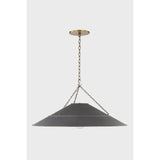 With its exposed metalwork, chain detailing, and unique finish combination, Arcane has an elevated, industrial vibe. The graphite shade feels chic and gives off a warm glow. The Patina Brass hardware, chain, and canopy add a hint of shine that plays wonderfully off the graphite. Amethyst Home provides interior design, new home construction design consulting, vintage area rugs, and lighting in the Omaha metro area.