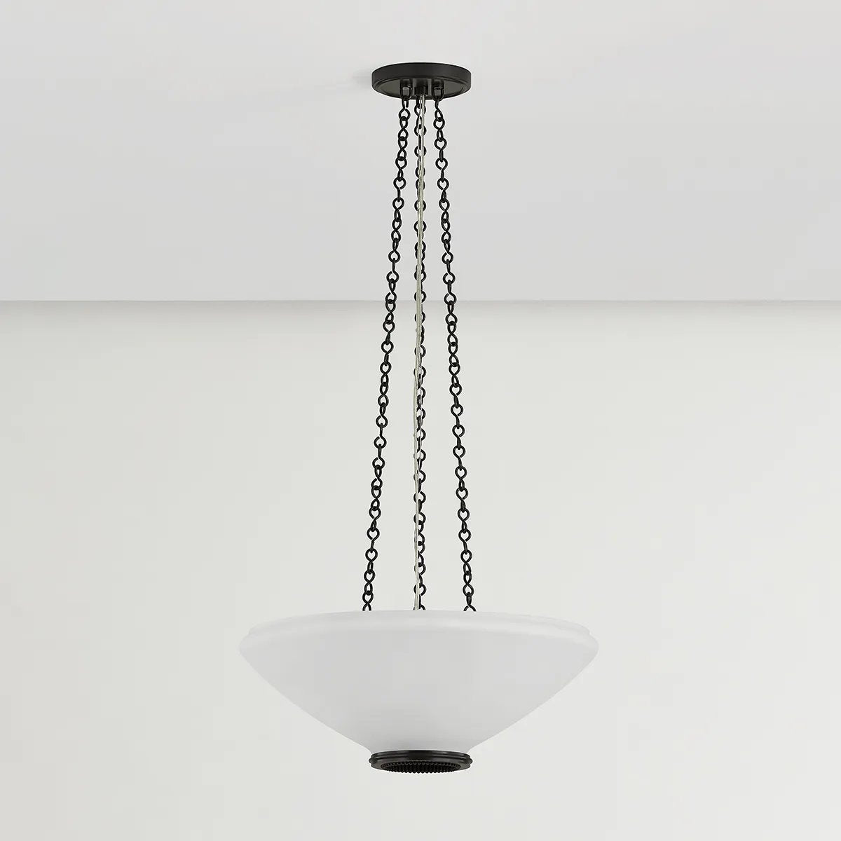 The traditional silhouette of the Awosting pendant receives a fashionable update with jewelry-inspired details. Blown from opal matte glass, the shade’s softened edges evoke a sense of calm, organic beauty. As light passes through the oculus, the lace-like metalwork becomes more noticeable. Amethyst Home provides interior design, new home construction design consulting, vintage area rugs, and lighting in the Houston metro area.