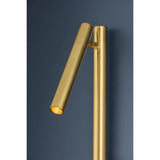 Incorporating CSL’s innovative ‘Whisper’ technology, Circleville cuts a sleek figure in Aged Brass. While it might read as industrial, the elongated tube forms lean towards modernist aesthetics. The articulating shade allows precise control to create a powerful spotlight where needed. Available as a sconce and floor lamp. Amethyst Home provides interior design, new home construction design consulting, vintage area rugs, and lighting in the Omaha metro area.