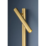 Incorporating CSL’s innovative ‘Whisper’ technology, Circleville cuts a sleek figure in Aged Brass. While it might read as industrial, the elongated tube forms lean towards modernist aesthetics. The articulating shade allows precise control to create a powerful spotlight where needed. Available as a sconce and floor lamp. Amethyst Home provides interior design, new home construction design consulting, vintage area rugs, and lighting in the Washington metro area.