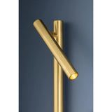 Incorporating CSL’s innovative ‘Whisper’ technology, Circleville cuts a sleek figure in Aged Brass. While it might read as industrial, the elongated tube forms lean towards modernist aesthetics. The articulating shade allows precise control to create a powerful spotlight where needed. Available as a sconce and floor lamp. Amethyst Home provides interior design, new home construction design consulting, vintage area rugs, and lighting in the Washington metro area.