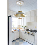 This classic metal shade design feels special with fresh finish combinations and sleek, heritage-inspired details. The contrastiing Aged Brass accents and modern gooseneck arm allow the pendants and sconce an updated, yet classic feel. The tapered shade over a five-light candelabra give the chandelier new traditional appeal. Amethyst Home provides interior design, new home construction design consulting, vintage area rugs, and lighting in the Portland metro area.