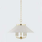 This classic metal shade design feels special with fresh finish combinations and sleek, heritage-inspired details. The contrastiing Aged Brass accents and modern gooseneck arm allow the pendants and sconce an updated, yet classic feel. The tapered shade over a five-light candelabra give the chandelier new traditional appeal. Amethyst Home provides interior design, new home construction design consulting, vintage area rugs, and lighting in the San Diego metro area.