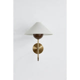 Combining geometric shapes and three distinctive earthy materials, the Evan sconce generates its own visual design language. The design-forward composition includes a swooping J-arm in Patina Brass, leading into an overscale walnut wood bobeche. As a note of contrast, the fixture is topped by a sharply tapered shade made from grained white linen.  Amethyst Home provides interior design, new home construction design consulting, vintage area rugs, and lighting in the Winter Garden metro area.