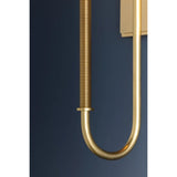 The antique-inspired silhouette of the Glenmont sconce is slender and refined with machine-led hardware. Each stem features a horizontal knurl resembling a screw, adding texture and a contemporary feel to the fixture. Amethyst Home provides interior design, new home construction design consulting, vintage area rugs, and lighting in the Houston metro area.