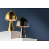 The contrast between the oblong domed shade and the conical base of Hopkinton creates a striking geometric design. Whether this petite lamp is finished in Aged Brass or Distressed Bronze, the on-trend mushroom silhouette adds a dose of personality. Its integrated rechargeable LED light source ensures lasting functionality.  Amethyst Home provides interior design, new home construction design consulting, vintage area rugs, and lighting in the Calabasas metro area.