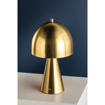 The contrast between the oblong domed shade and the conical base of Hopkinton creates a striking geometric design. Whether this petite lamp is finished in Aged Brass or Distressed Bronze, the on-trend mushroom silhouette adds a dose of personality. Its integrated rechargeable LED light source ensures lasting functionality.  Amethyst Home provides interior design, new home construction design consulting, vintage area rugs, and lighting in the Los Angeles metro area.