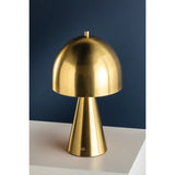 The contrast between the oblong domed shade and the conical base of Hopkinton creates a striking geometric design. Whether this petite lamp is finished in Aged Brass or Distressed Bronze, the on-trend mushroom silhouette adds a dose of personality. Its integrated rechargeable LED light source ensures lasting functionality.  Amethyst Home provides interior design, new home construction design consulting, vintage area rugs, and lighting in the Los Angeles metro area.