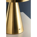 The contrast between the oblong domed shade and the conical base of Hopkinton creates a striking geometric design. Whether this petite lamp is finished in Aged Brass or Distressed Bronze, the on-trend mushroom silhouette adds a dose of personality. Its integrated rechargeable LED light source ensures lasting functionality.  Amethyst Home provides interior design, new home construction design consulting, vintage area rugs, and lighting in the Winter Garden metro area.