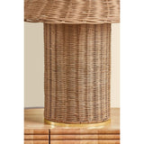 Woven from natural wicker, the Jeanette table lamp channels the inviting spirit of cottagecore with a bold, sculptural silhouette. A textural shade rests on a matching body, with a rim of decorative Aged Brass glimmering at the base. Perfect for a console, end table, or bedside, Jeanette infuses any space with a dose of charm Amethyst Home provides interior design, new home construction design consulting, vintage area rugs, and lighting in the Laguna Beach metro area.