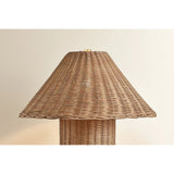 Woven from natural wicker, the Jeanette table lamp channels the inviting spirit of cottagecore with a bold, sculptural silhouette. A textural shade rests on a matching body, with a rim of decorative Aged Brass glimmering at the base. Perfect for a console, end table, or bedside, Jeanette infuses any space with a dose of charm Amethyst Home provides interior design, new home construction design consulting, vintage area rugs, and lighting in the San Diego metro area.