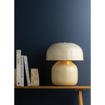 The Leetown lamp reimagines an iconic mushroom silhouette with playful proportions and a highly textured finish. Putting a modern spin on a traditional crackle glaze, ink is applied between the fractured plates to create a striking, graphic effect. Amethyst Home provides interior design, new home construction design consulting, vintage area rugs, and lighting in the Los Angeles metro area.