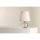 Ridged with ripple-like cuts, the crystal base of the Nicole table lamp makes for an eye-catching accent piece. Topped with a beautiful white linen shade, this pretty portable is rechargeable, adding convenience when styling. With classic Aged Brass-finished hardware, it’s the perfect addition to any bookshelf or small space. Amethyst Home provides interior design, new home construction design consulting, vintage area rugs, and lighting in the Kansas City metro area.