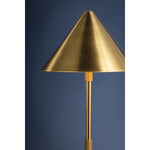 Characterized by clean lines and an all-metal construction, Salma is a modern geometric essential. The compact size of the floor lamp makes it ideal for smaller spaces, while the table lamp provides versatility as a portable light for desks and bedside tables. Both lamps feature a minimal, sleek design with an Aged Brass finish. Amethyst Home provides interior design, new home construction design consulting, vintage area rugs, and lighting in the Salt Lake City metro area.