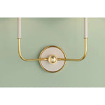 The refined framework and soft, tailored shades of Wedgewood evoke a sense of timeless, European charm. Available with one or two lights, this sconce features a classic shape, mixed finishes, and gently curved metalwork. Amethyst Home provides interior design, new home construction design consulting, vintage area rugs, and lighting in the Tampa metro area.