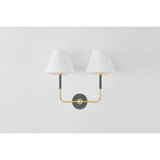 The refined framework and soft, tailored shades of Wedgewood evoke a sense of timeless, European charm. Available with one or two lights, this sconce features a classic shape, mixed finishes, and gently curved metalwork. Amethyst Home provides interior design, new home construction design consulting, vintage area rugs, and lighting in the Washington metro area.