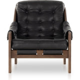 Halston Black Leather Chair  Four Hands
