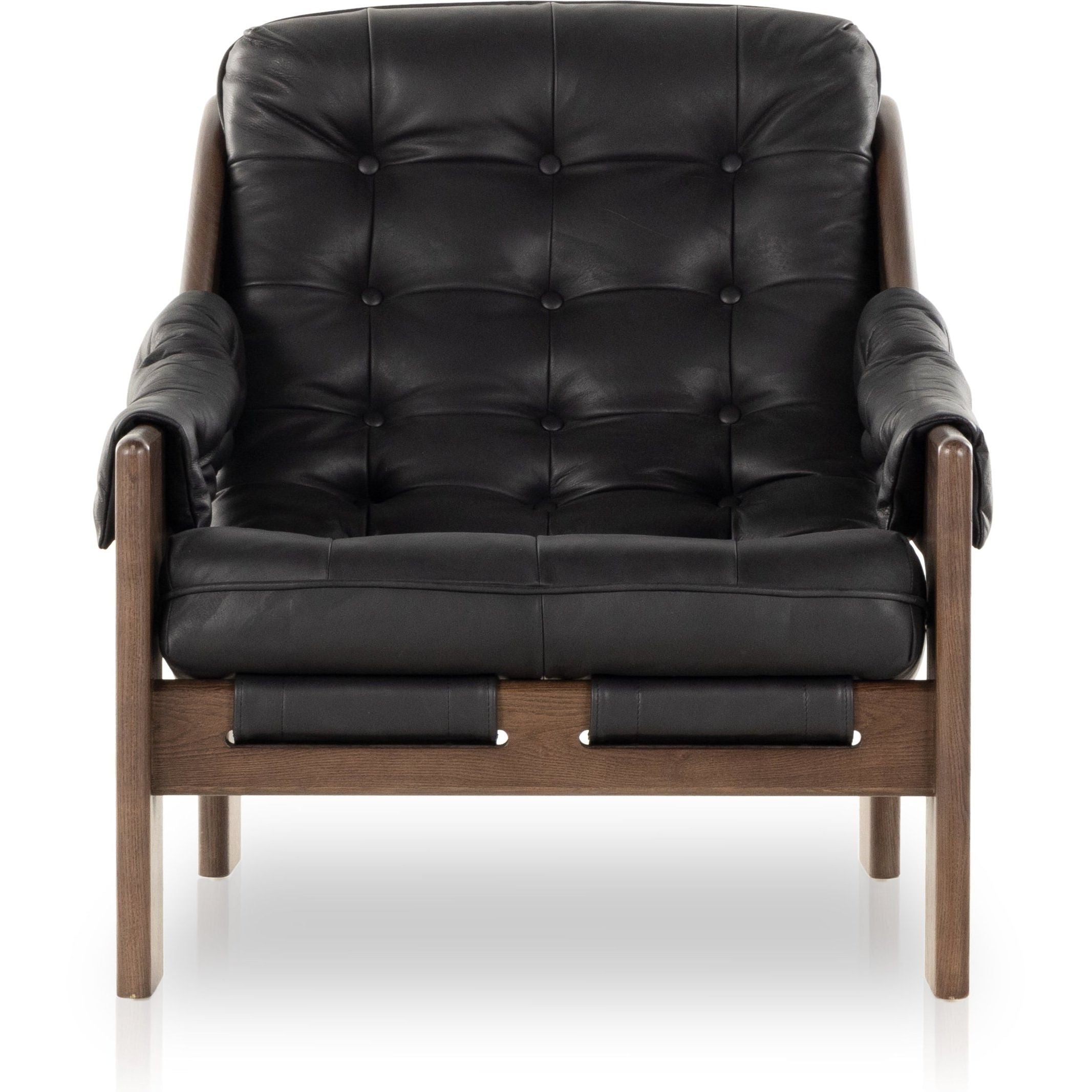 Halston Black Leather Chair  Four Hands