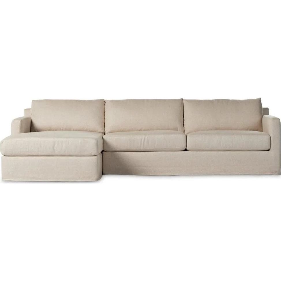 Hampton Evere Creme 2-Piece Left Chaise Slipcover Sectional  Four Hands