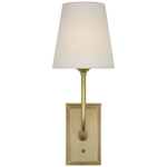Featuring Hulton 17" Cordless Single Sconce Hand-Rubbed Antique Brass by Visual Comfort at Amethyst Home. Hulton 17" Cordless Single Sconce in Hand-Rubbed Antique Brass with Linen Shade
Overall Dimensions: 6.5" L x 6.5" W x 17.75" H
Weight : 6 lbs.. Amethyst Home provides interior design, new construction, custom furniture, and area rugs in the Alpharetta metro area