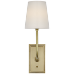 Featuring Hulton 17" Cordless Single Sconce Hand-Rubbed Antique Brass by Visual Comfort at Amethyst Home. Hulton 17" Cordless Single Sconce in Hand-Rubbed Antique Brass with Linen Shade
Overall Dimensions: 6.5" L x 6.5" W x 17.75" HWeight : 6 lbs.. Amethyst Home provides interior design, new construction, custom furniture, and area rugs in the Austin metro area