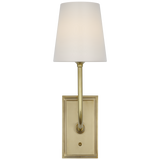Featuring Hulton 17" Cordless Single Sconce Hand-Rubbed Antique Brass by Visual Comfort at Amethyst Home. Hulton 17" Cordless Single Sconce in Hand-Rubbed Antique Brass with Linen Shade
Overall Dimensions: 6.5" L x 6.5" W x 17.75" HWeight : 6 lbs.. Amethyst Home provides interior design, new construction, custom furniture, and area rugs in the Austin metro area
