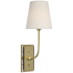 Featuring Hulton 17" Cordless Single Sconce Hand-Rubbed Antique Brass by Visual Comfort at Amethyst Home. Hulton 17" Cordless Single Sconce in Hand-Rubbed Antique Brass with Linen Shade
Overall Dimensions: 6.5" L x 6.5" W x 17.75" H
Weight : 6 lbs.. Amethyst Home provides interior design, new construction, custom furniture, and area rugs in the Monterey metro area