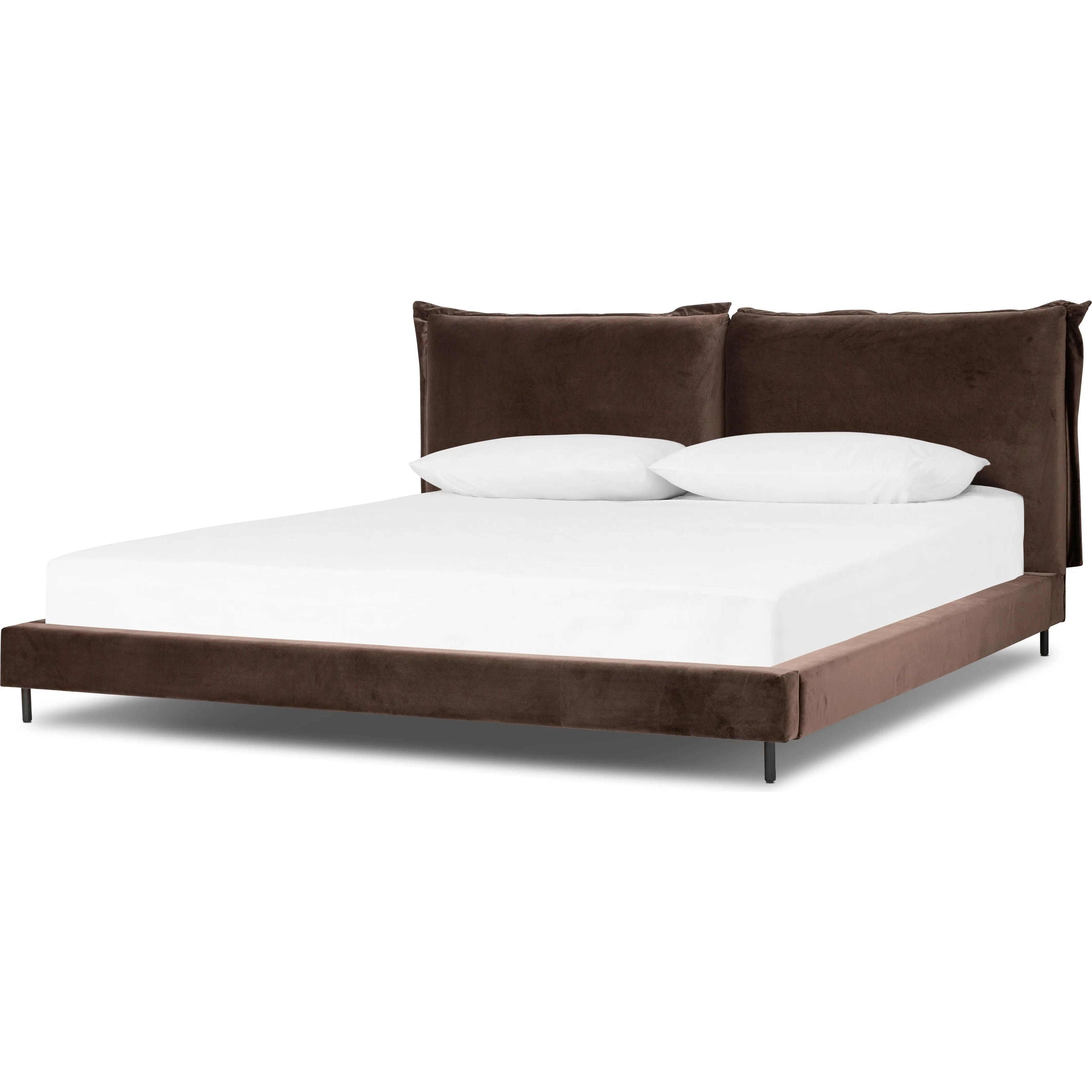 Featuring Inwood Surrey Cocoa-King Bed by Four Hands at Amethyst Home. Bring a billowy look to the bedroom. Oversized pillow-like cushioning creates the headboard for this low-profile bed, for a sophisticated-while-cozy look.Overall Dimensions: 95.25"W x 91"L x 43.5"H
Collection: EastonColors: Surrey Cocoa ,GunmetalMaterials: 76.8% Co, 23.2% Pl ,Iron Weight: 20. Amethyst Home provides interior design, new home construction design consulting, vintage area rugs, and lighting in the Omaha metro area.