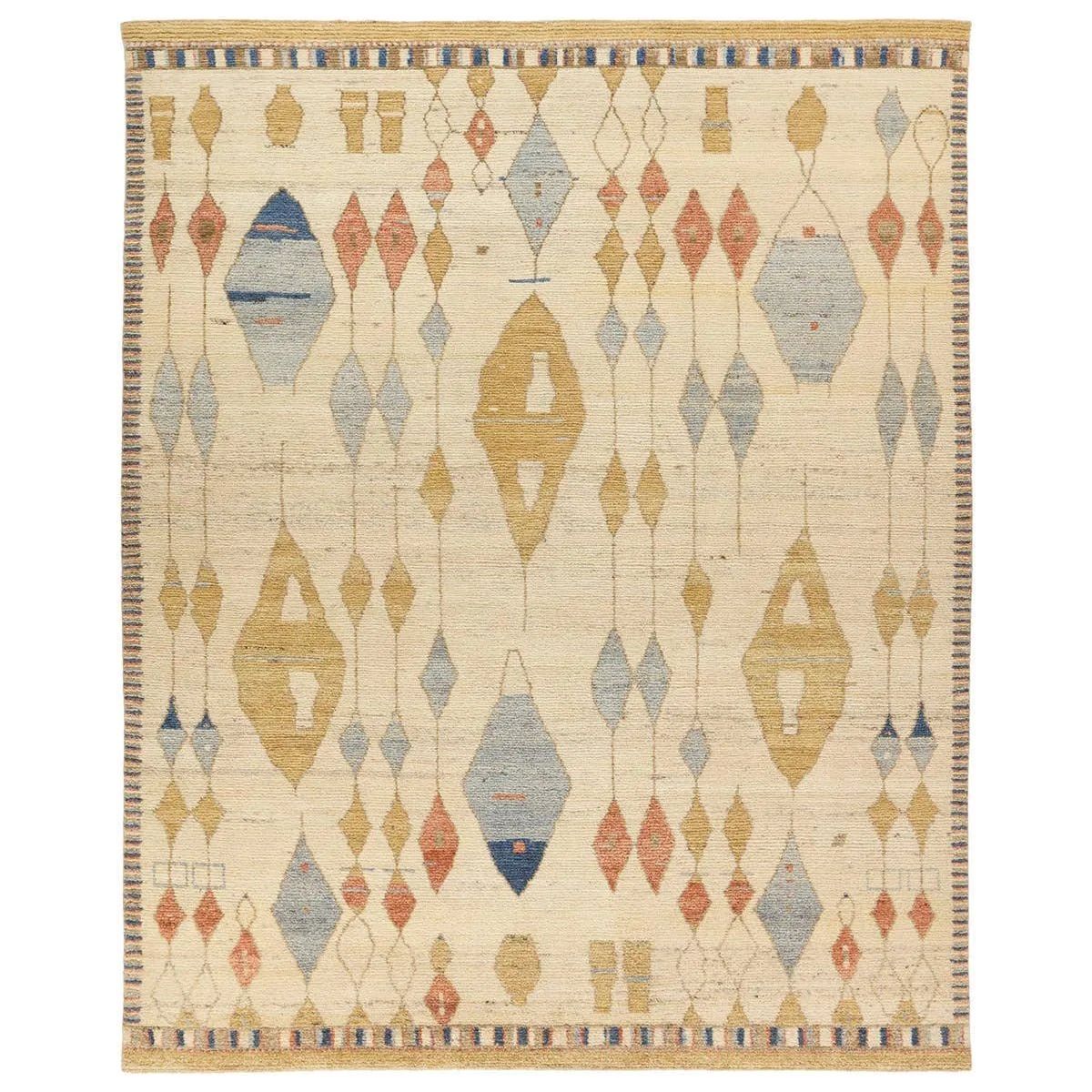 Featuring Zaira Tonnara Hand-Knotted Rug by Jaipur Living at Amethyst Home. Enrich living spaces with the exotic allure of the Zaira Collection - a fusion of modern Moroccan designs and unparalleled craftsmanship. Handknotted in India with 22 knots per square inch, these rugs exude luxury and artistry. The Tonnara rug showcases an intriguing diamond pat. Amethyst Home provides interior design, new home construction design consulting, vintage area rugs, and lighting in the Winter Garden metro area.