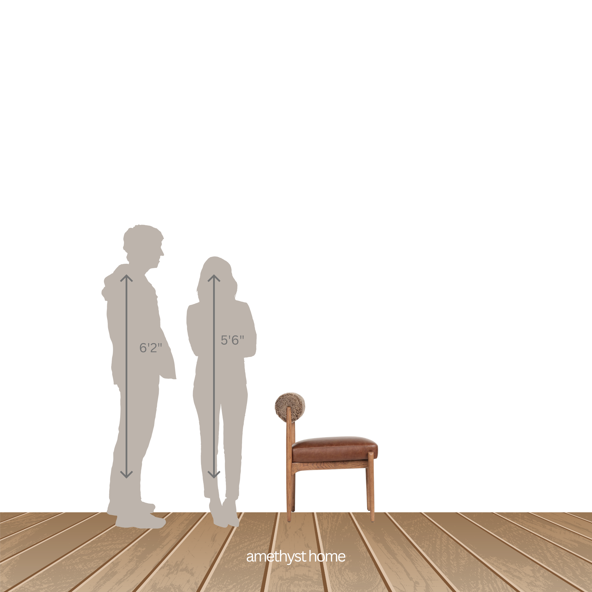 Featuring Jazelle Taupe Shearling Dining Chair by Four Hands at Amethyst Home. The armless dining chair gets a playful update with mixed materials and a bolstered cylinder seat back. Inspired by midcentury and Seventies styling and made from solid oak, top-grain leather  and soft shearling to elevate your bar, kitchen or dining space. Overall Dimensions: 22. Amethyst Home provides interior design, new home construction design consulting, vintage area rugs, and lighting in the San Diego metro area.