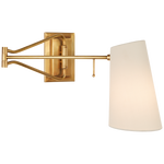 Featuring Keil Swing Arm Wall Light Hand-Rubbed Antique Brass by Visual Comfort at Amethyst Home. The Keil by AERIN is both practical and stylish. The mid-century modern design projects focused light where needed thanks to hinged metalwork in various finishes, adding instant character to any office or behind a reading chair.Weight: 4 lbs.. Amethyst Home provides interior design, new construction, custom furniture, and area rugs in the Portland metro area