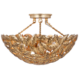 Featuring Kelan Semi Flush Mount Antique Gild by Visual Comfort at Amethyst Home. The elegant forms of motif leaves give this radiant chandelier a vintage-inspired aesthetic that can instantly elevate any interior with classic appeal.
Overall Dimensions: 16" L x 16" W x 10.125" H. Amethyst Home provides interior design, new construction, custom furniture, and area rugs in the Laguna Beach metro area