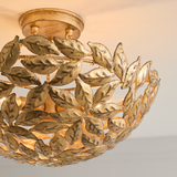 Featuring Kelan Semi Flush Mount Antique Gild by Visual Comfort at Amethyst Home. The elegant forms of motif leaves give this radiant chandelier a vintage-inspired aesthetic that can instantly elevate any interior with classic appeal.
Overall Dimensions: 16" L x 16" W x 10.125" H. Amethyst Home provides interior design, new construction, custom furniture, and area rugs in the Laguna Beach metro area