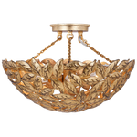 Featuring Kelan Semi Flush Mount Antique Gild by Visual Comfort at Amethyst Home. The elegant forms of motif leaves give this radiant chandelier a vintage-inspired aesthetic that can instantly elevate any interior with classic appeal.
Overall Dimensions: 16" L x 16" W x 10.125" H. Amethyst Home provides interior design, new construction, custom furniture, and area rugs in the Tampa metro area