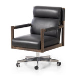 Featuring Levi Bosa Black Desk Chair by Four Hands at Amethyst Home. An Amethyst fave -- the Levi Black Leather Desk Chair is modern yet inviting.  Gorgeous black leather with a sleek side profile, this desk chair will elevate your office.
Overall Dimensions: 22.00"w x 27.00"d x 34.00"hWeight : 41.89 lbsMaterials : Top Grain Leather, Aluminum, Solid Ash. Amethyst Home provides interior design, new construction, custom furniture, and area rugs in the Houston metro area