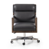 Featuring Levi Bosa Black Desk Chair by Four Hands at Amethyst Home. An Amethyst fave -- the Levi Black Leather Desk Chair is modern yet inviting.  Gorgeous black leather with a sleek side profile, this desk chair will elevate your office.
Overall Dimensions: 22.00"w x 27.00"d x 34.00"hWeight : 41.89 lbsMaterials : Top Grain Leather, Aluminum, Solid Ash. Amethyst Home provides interior design, new construction, custom furniture, and area rugs in the Laguna Beach metro area