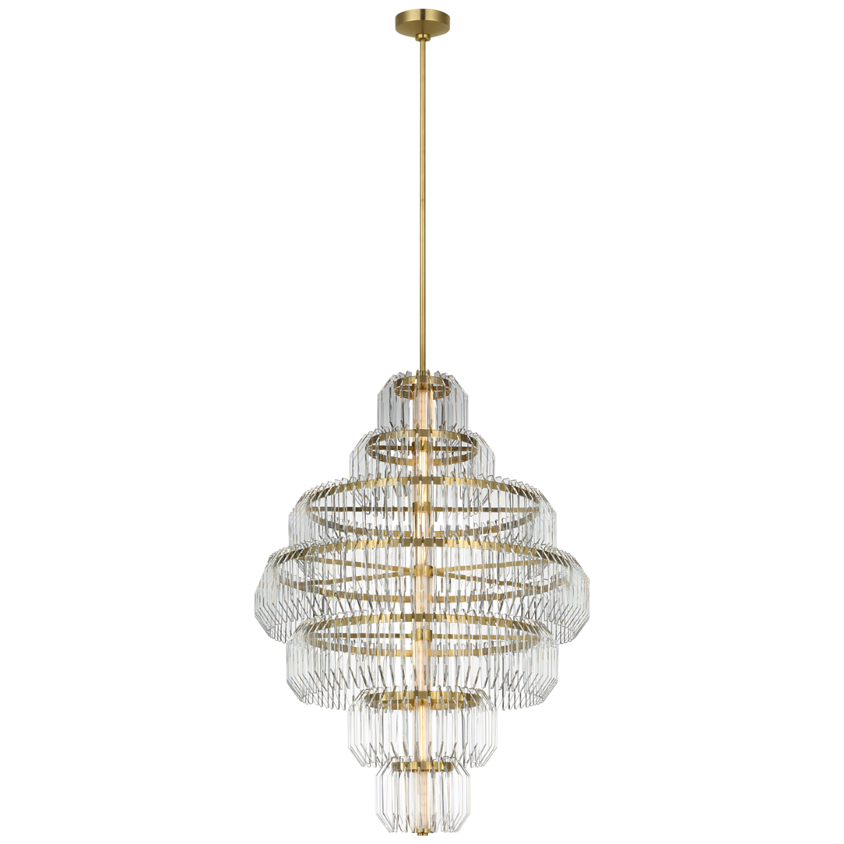 Featuring Killarney 32" Layered Chandelier Natural Brass by Visual Comfort at Amethyst Home. Killarney 32" Layered Chandelier in Natural Brass with Clear Crystal
Overall Dimensions: 32" L x 32" W x 86.75" HWeight: 119 lbs.. Amethyst Home provides interior design, new construction, custom furniture, and area rugs in the Miami metro area