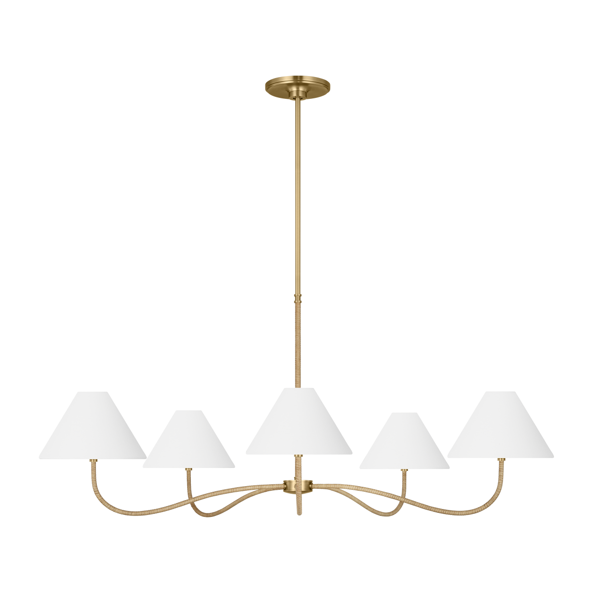 Featuring Laguna Grand Chandelier Burnished Brass by Visual Comfort at Amethyst Home. The sinuous forms of Jean Royere inspire the Laguna series, showcases a tight woven design that transitions to the shade
Overall Dimensions: 51.5" L x 51.5" W x 79" H. Amethyst Home provides interior design, new construction, custom furniture, and area rugs in the Calabasas metro area