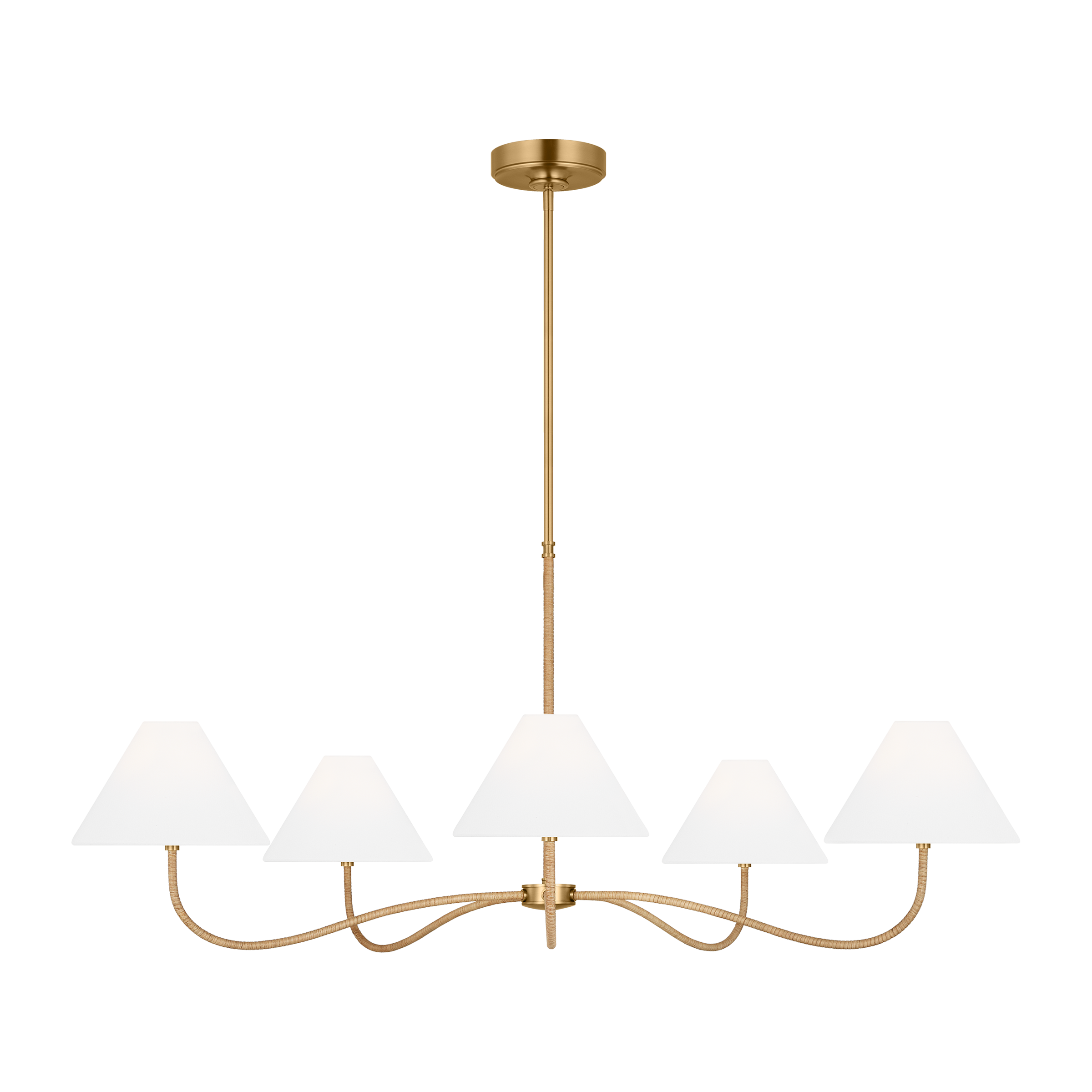 Featuring Laguna Grand Chandelier Burnished Brass by Visual Comfort at Amethyst Home. The sinuous forms of Jean Royere inspire the Laguna series, showcases a tight woven design that transitions to the shade
Overall Dimensions: 51.5" L x 51.5" W x 79" H. Amethyst Home provides interior design, new construction, custom furniture, and area rugs in the Laguna Beach metro area