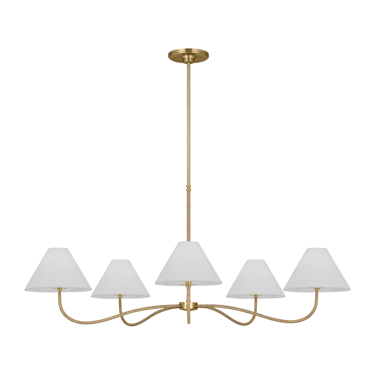 Featuring Laguna Grand Chandelier Burnished Brass by Visual Comfort at Amethyst Home. The sinuous forms of Jean Royere inspire the Laguna series, showcases a tight woven design that transitions to the shade
Overall Dimensions: 51.5" L x 51.5" W x 79" H. Amethyst Home provides interior design, new construction, custom furniture, and area rugs in the Seattle metro area