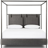 Featuring Leigh San Remo Ash Canopy Bed by Four Hands at Amethyst Home. Safari styling gets refreshed with ash grey fabric and leather straps that secure decorative suspended headboard pillows. Box spring required. This bed is not compatible with an adjustable mattress.KingOverall Dimensions: 80.75"w x 84.75"d x 82.25"hWeight: 212.74 lbsQueenOverall Dimens. Amethyst Home provides interior design, new home construction design consulting, vintage area rugs, and lighting in the Alpharetta metro area.