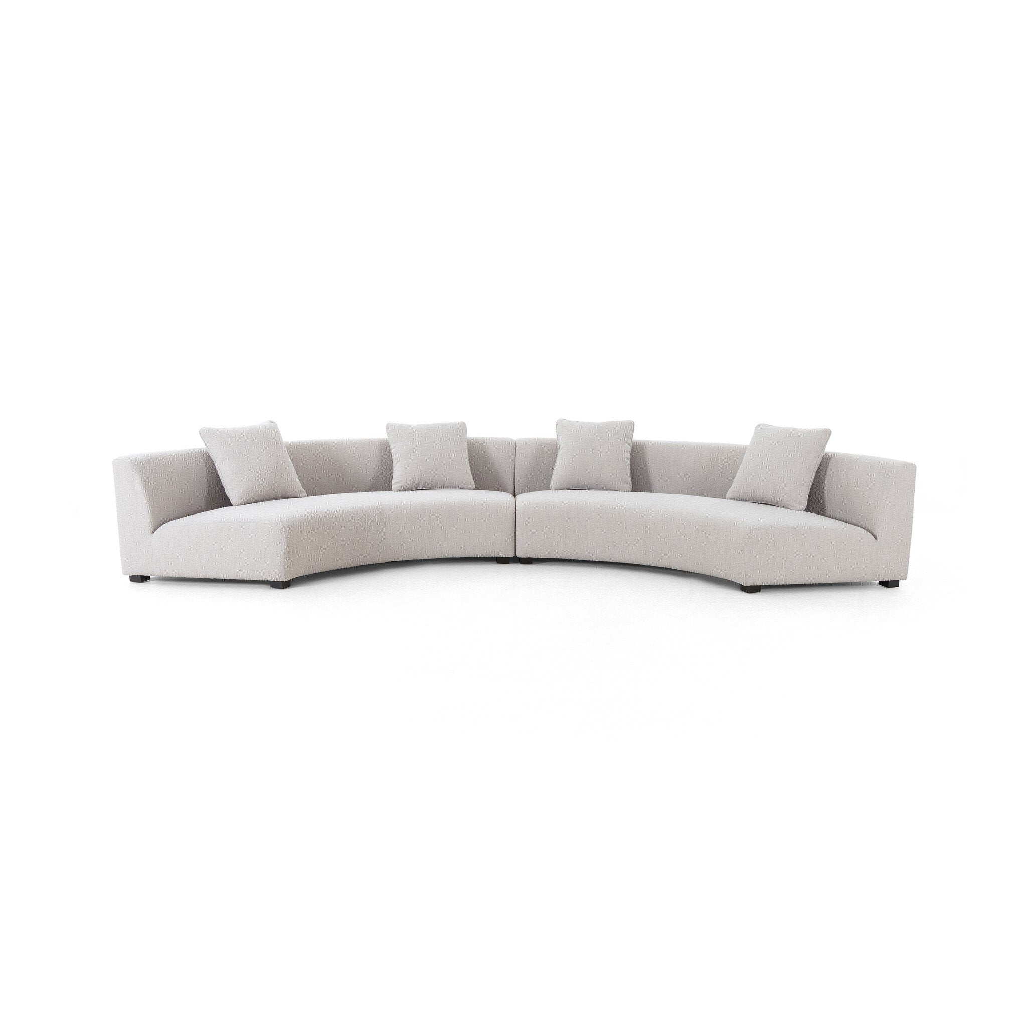 Featuring Liam Knoll Sand Sectional by Four Hands at Amethyst Home. Eye-catching around every curve. A sophisticated take on sleek Italian design, light, linen-blend covering fashions a crescent for shapely effect with clever modularity.Overall Dimensions: 176.50"w x 66.50"d x 29.00"hWeight : 254.42 lbsMaterials : 95% Polyester, 5% Acrylic, Solid Birch. Amethyst Home provides interior design, new construction, custom furniture, and area rugs in the Boston metro area