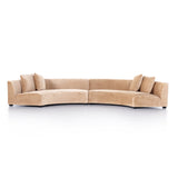 Featuring Liam Surrey Camel Sectional by Four Hands at Amethyst Home. Eye-catching around every curve. A modern take on sleek Italian design, velvety light camel hugs a crescent silhouette for shapely effect with clever modularity.Overall Dimensions: 176.50"w x 66.50"d x 29.00"hWeight : 254.42 lbsMaterials : 76.8% Cotton, 23.2% Polyester, Solid Birch. Amethyst Home provides interior design, new construction, custom furniture, and area rugs in the Washington metro area