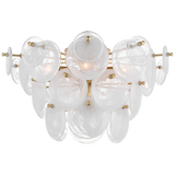 Featuring Loire Large Tiered Flush Mount Gild by Visual Comfort at Amethyst Home. The Loire by AERIN evokes mid-century Italian elegance while adding modern updates in design and finishes. The fluid and dynamic silhouettes cascade and inspire through the distinctive glow of light softly filtered through hand-blown white striÃ© glass discs. Larger pieces can allow a sizeable dining ro. Amethyst Home provides interior design, new construction, custom furniture, and area rugs in the Dallas metro area