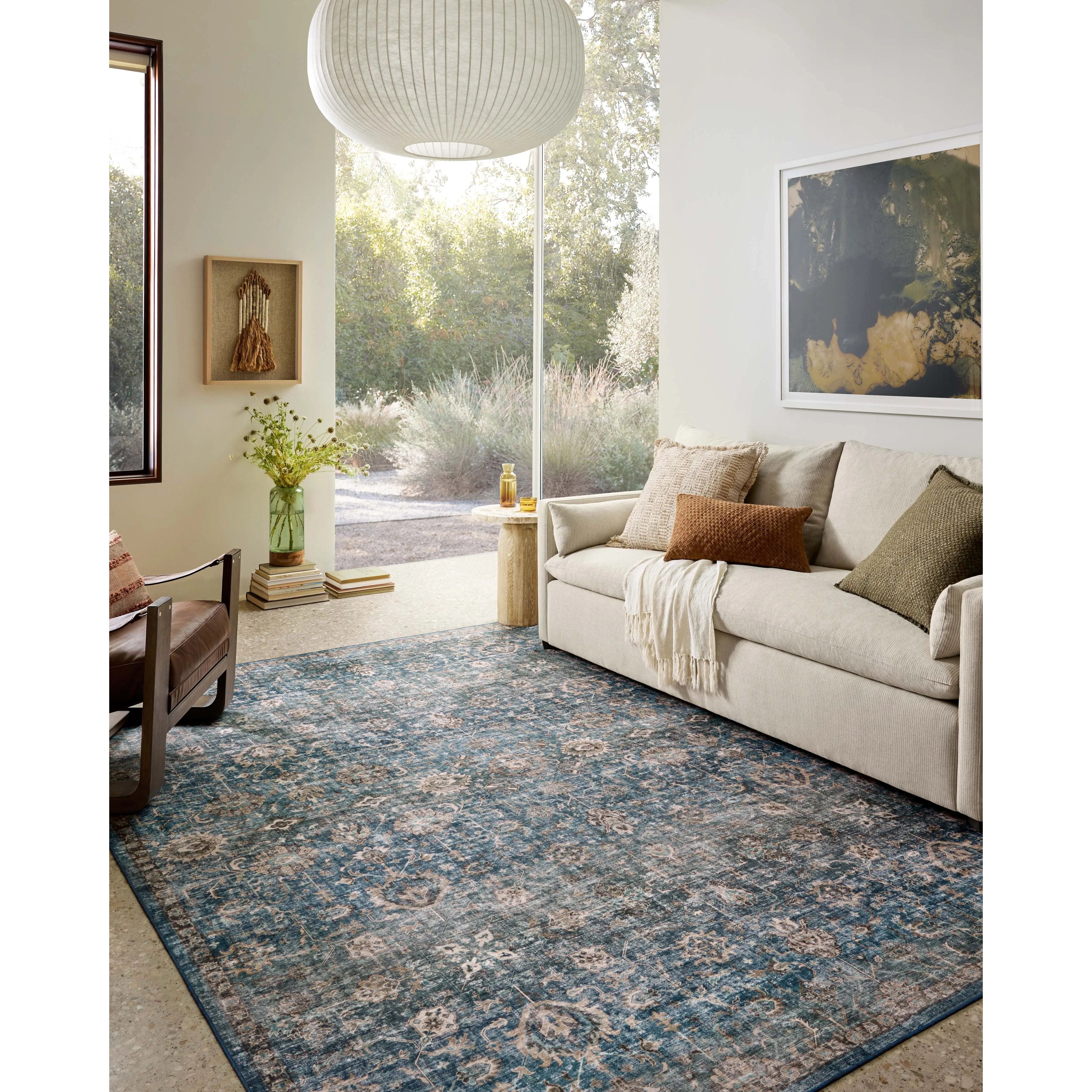 Featuring Anniston Machine Washable Lagoon / Natural Rug by Loloi at Amethyst Home. The Anniston Collection is a washable rug with traditional motifs in beautifully saturated and distressed tones. This durable area rug is power-loomed of polyester in China and designed for the busiest rooms of the home—living rooms, bedrooms, kitchens, hallways, and more. It ca. Amethyst Home provides interior design, new home construction design consulting, vintage area rugs, and lighting in the Tampa metro area.
