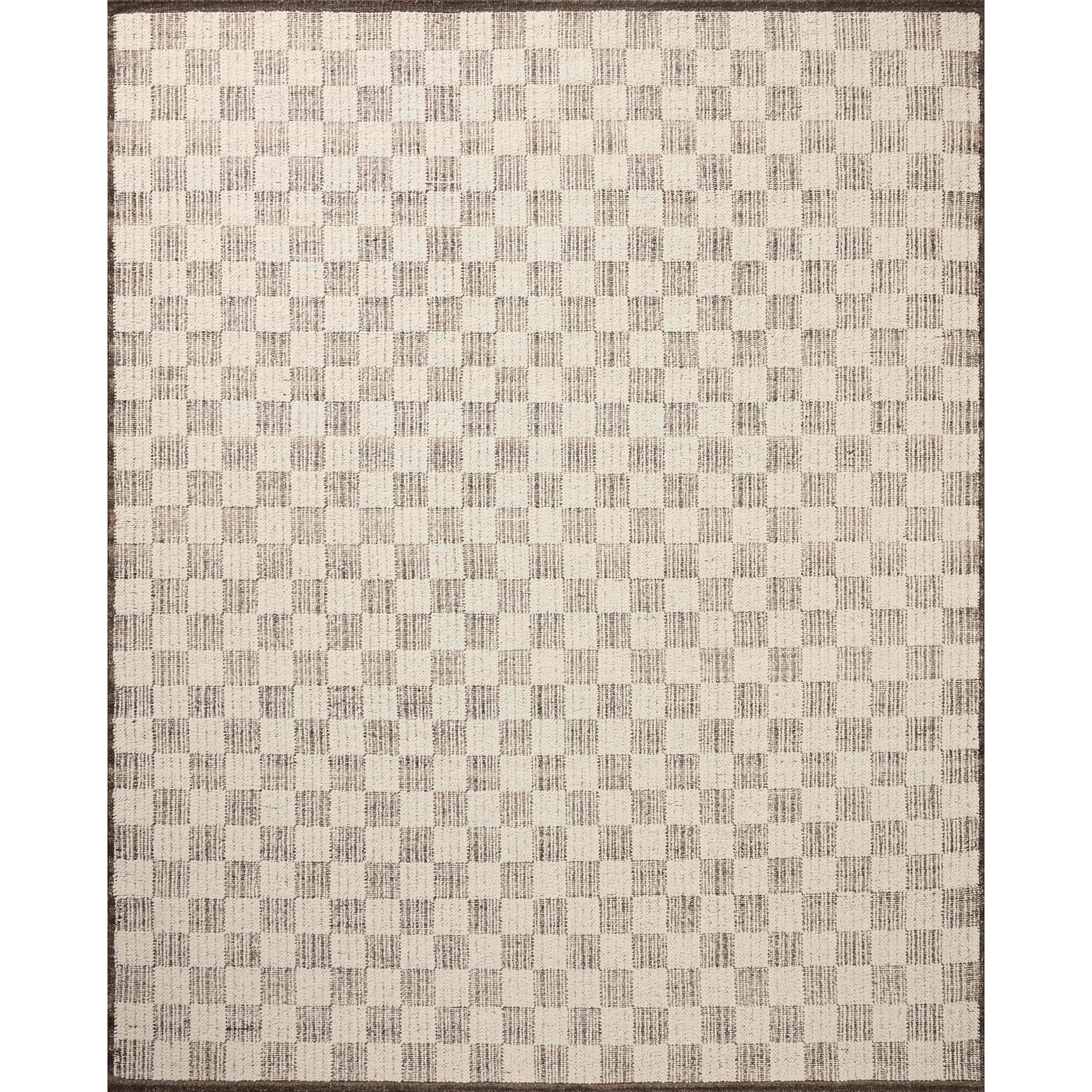 The Knox Ivory / Mocha Rug by Brigette Romanek x Loloi is a handwoven area rug with a contemporary checkerboard pattern and a texture reminiscent of a luxurious knit sweater. Made of a blend of wool and cotton that plays with scale and texture, Knox is imbued with cozy luxury that can anchor any room. Amethyst Home provides interior design, new home construction design consulting, vintage area rugs, and lighting in the Nashville metro area.