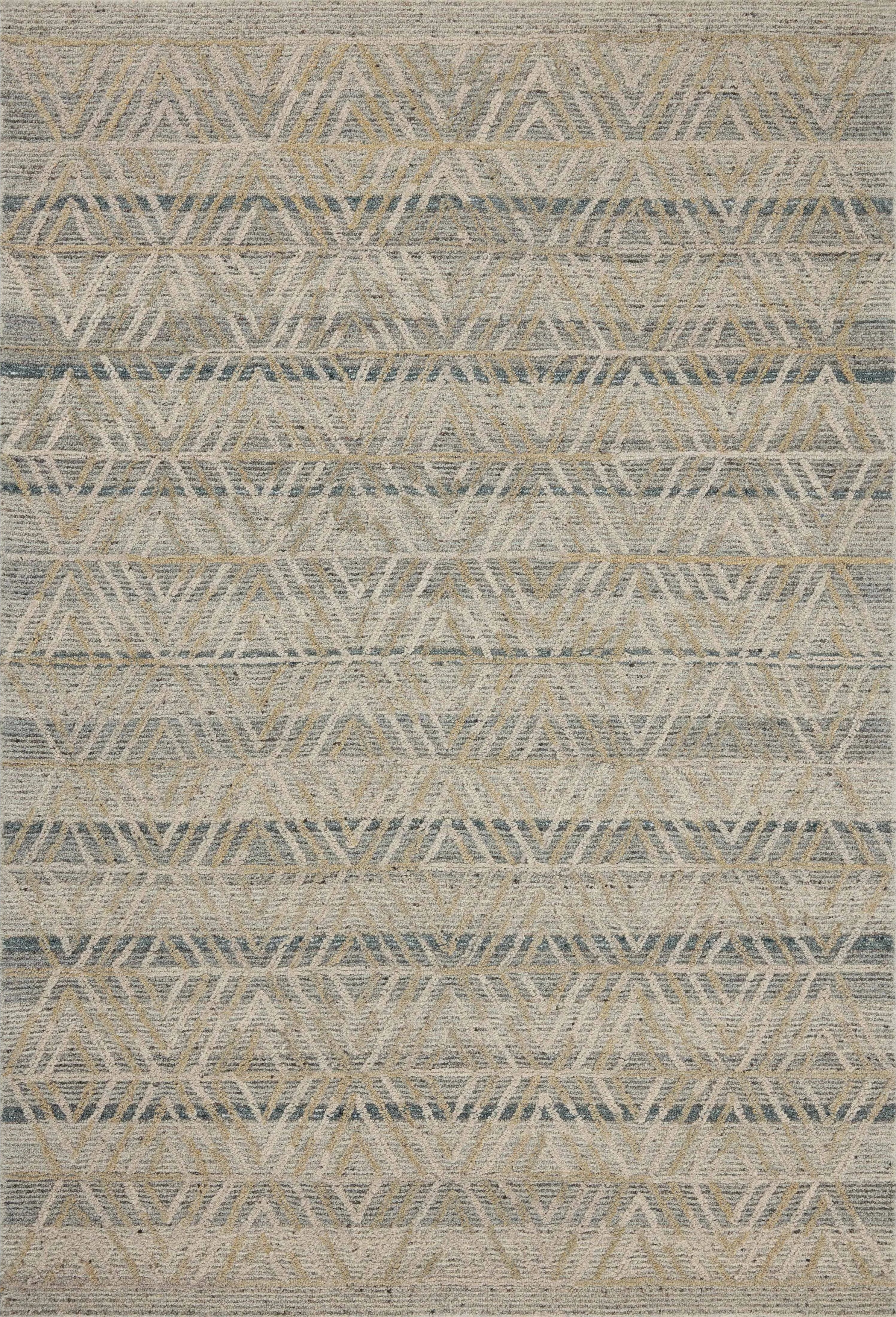 The Elias Fog / Natural Rug is a hand-tufted wool area rug with lively graphic patterns in earth and stone tones. There’s a unique texture to the rug made by over-tufting, in which a design is hand-tufted over a tufted base, creating a subtle high-low pile. Amethyst Home provides interior design, new home construction design consulting, vintage area rugs, and lighting in the Monterey metro area.