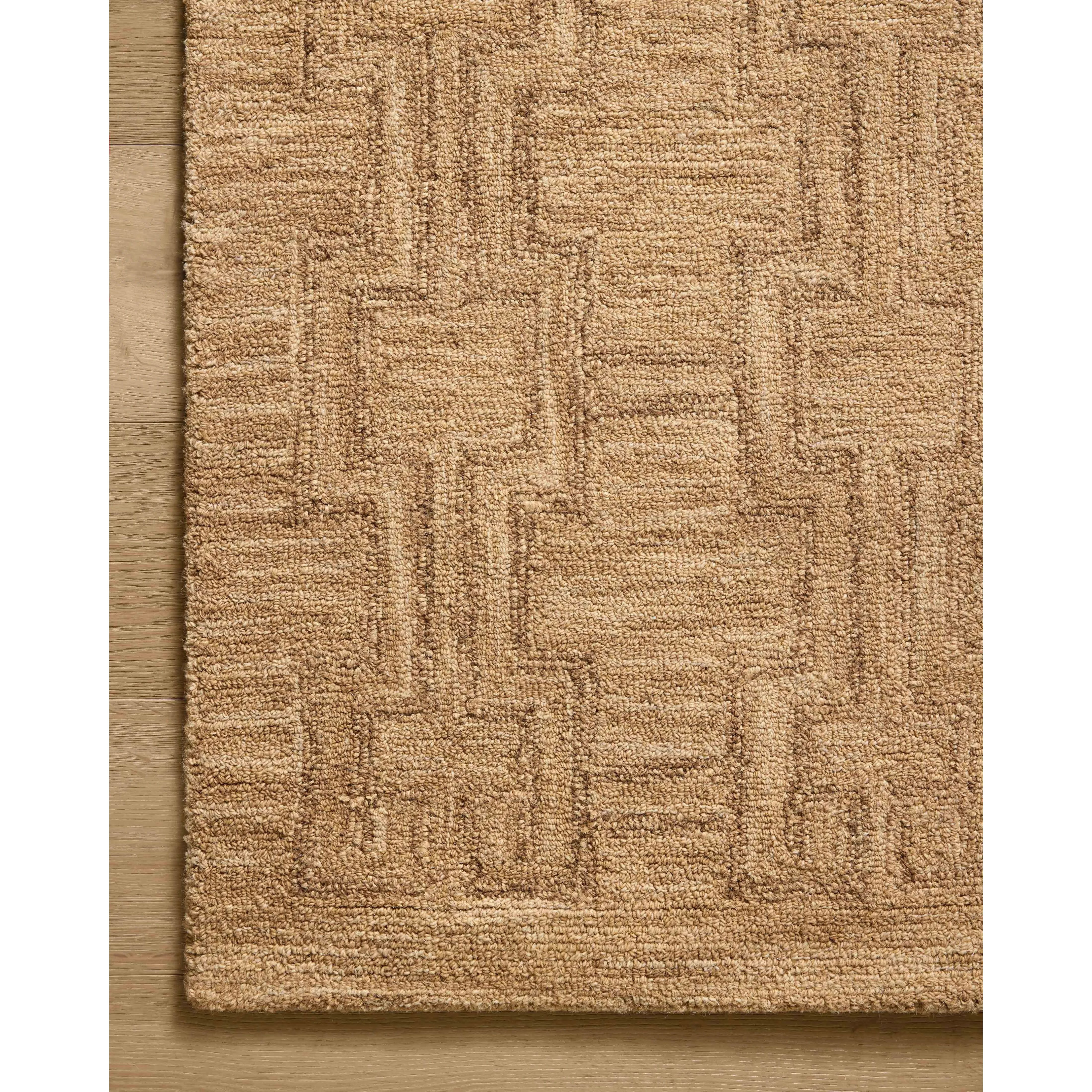 Featuring Jeremiah Brent x Loloi Barrow Camel / Brown Rug by Loloi at Amethyst Home. The Barrow Collection by Jeremiah Brent x Loloi is a hand-tufted area rug with a bold linear design inspired by modern art and classical architecture. The rugs pile is a blend of wool and jute for a stable, substantial feel that can ground living rooms, dining rooms, bedro. Amethyst Home provides interior design, new home construction design consulting, vintage area rugs, and lighting in the Washington metro area.